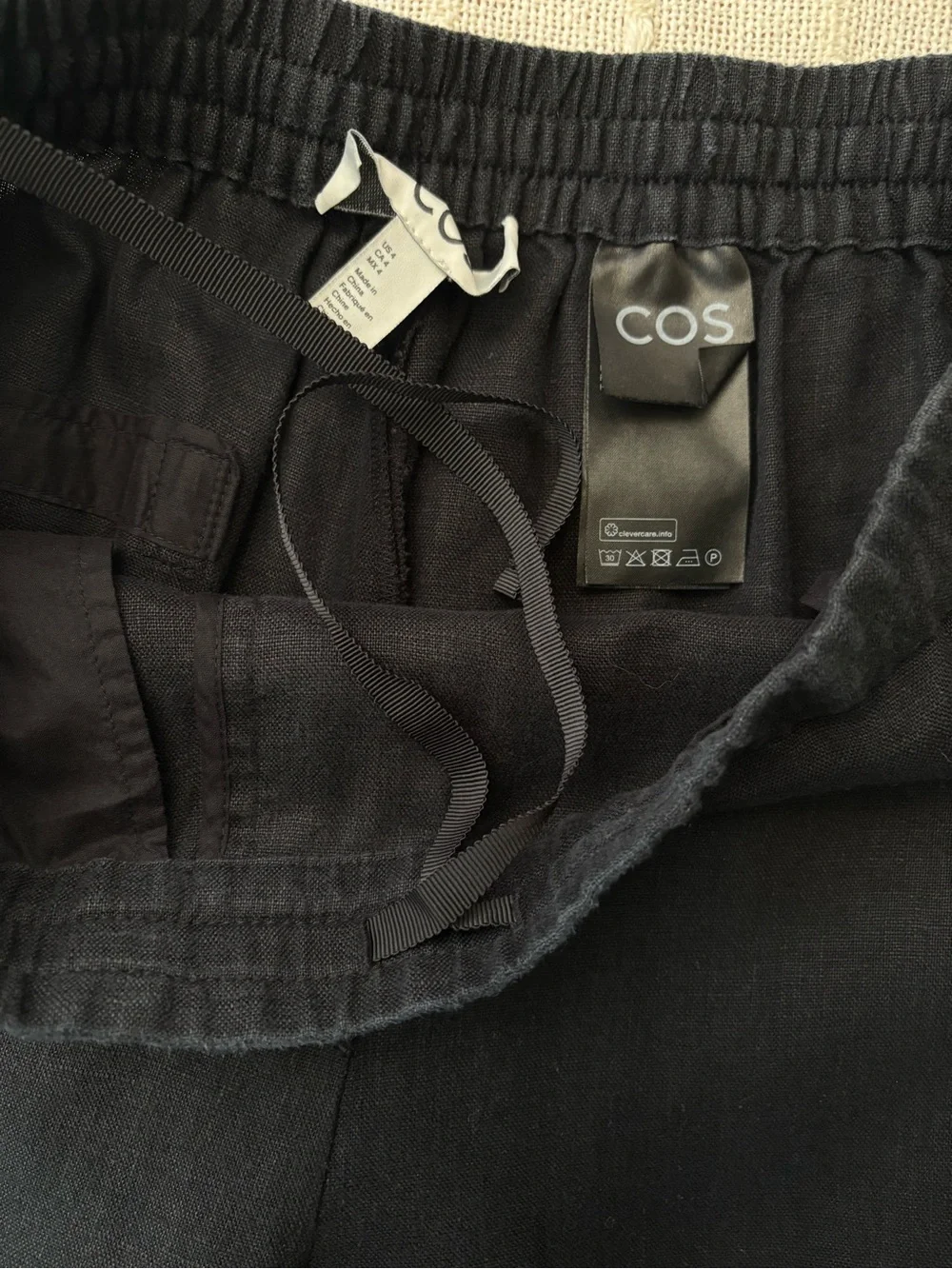 COS Black Linen Wide Leg Pull-On Pants Size 4 Minimalist